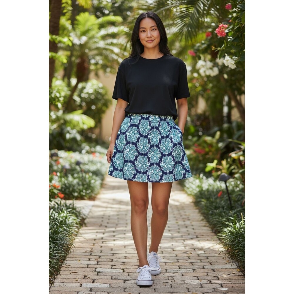 Lilly Pulitzer Women's Blue Seashell Print Short A-line Skirt w Pockets Size M